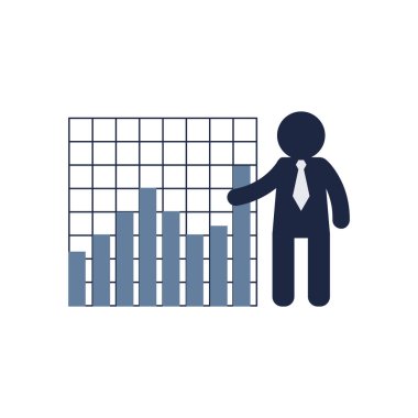 isolate blue and white stock chart flat icon vector