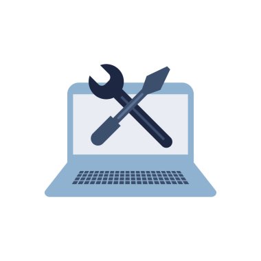 isolate blue and white fix tool icon vector