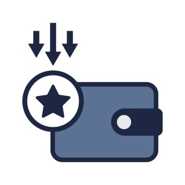 isolate blue and white star coin icon vector