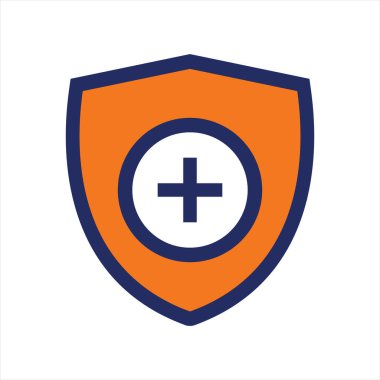 kalkan simgesi mavi ve turuncu sigorta düz ikon tasarımı
