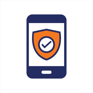 Telefondaki sigorta planı ve kalkan simgesi çevrimiçi düz simge tasarımı satın al