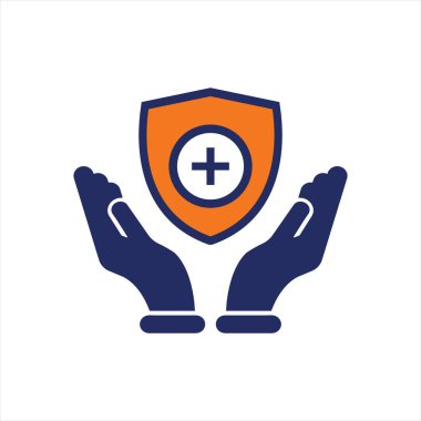 kalkan simgesi mavi ve turuncu sigorta düz ikon tasarımı