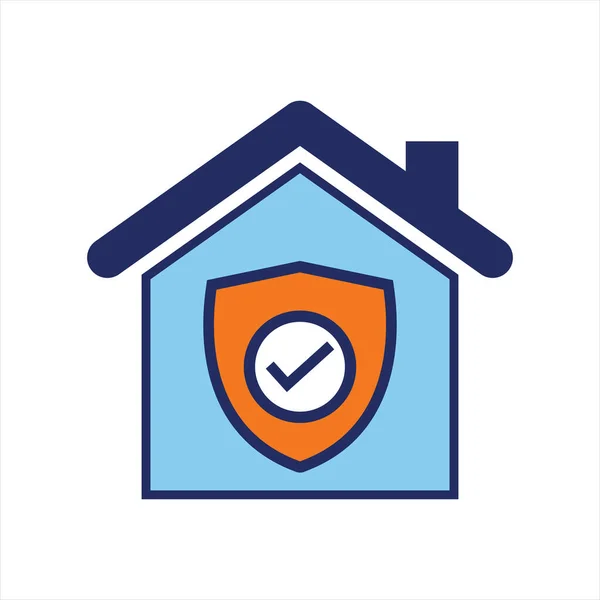 House Insurance Plan Shield Icon Blue Orange Insurance Flat Icon — Stock Vector