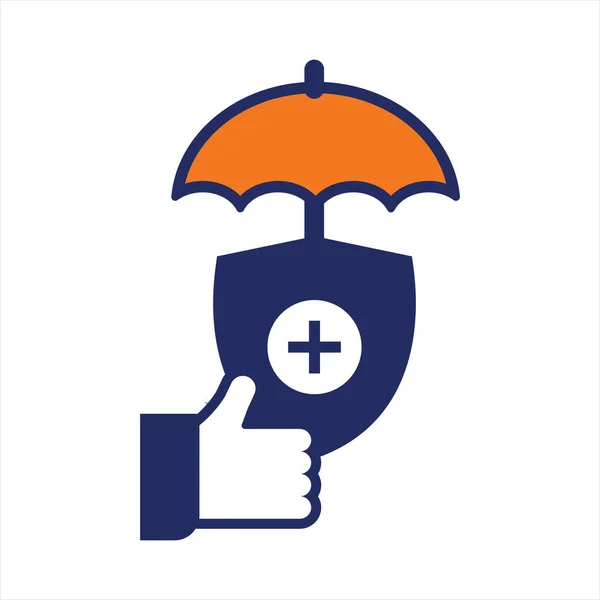 Regenschirm Symbol Blau Und Orange Versicherung Flaches Symbol — Stockvektor