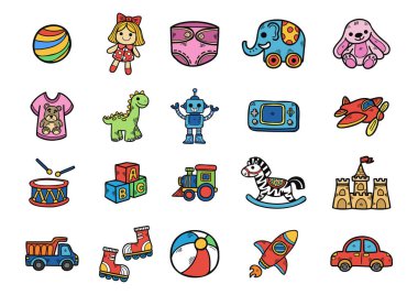 el çizimi çocukluk oyuncağı toplama vektörü 