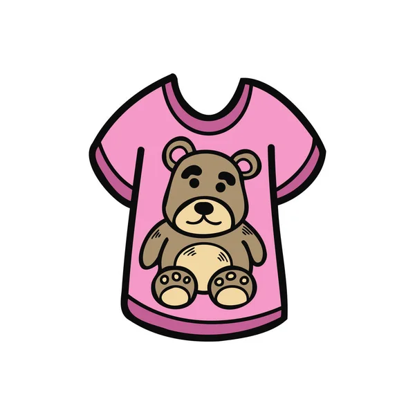 Isoleren Illustratie Speelgoed Teddy Beer Shirt — Stockvector