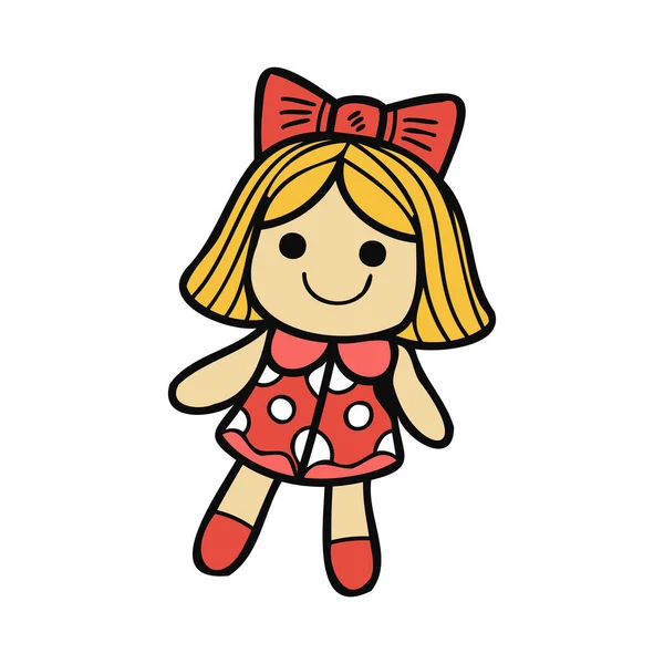 Isolate Illustration Toy Girl Doll — Stock Vector