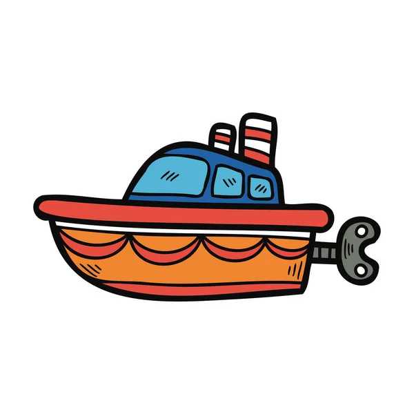 Ізольований Ілюстративний Іграшковий Червоний Корабель — стоковий вектор