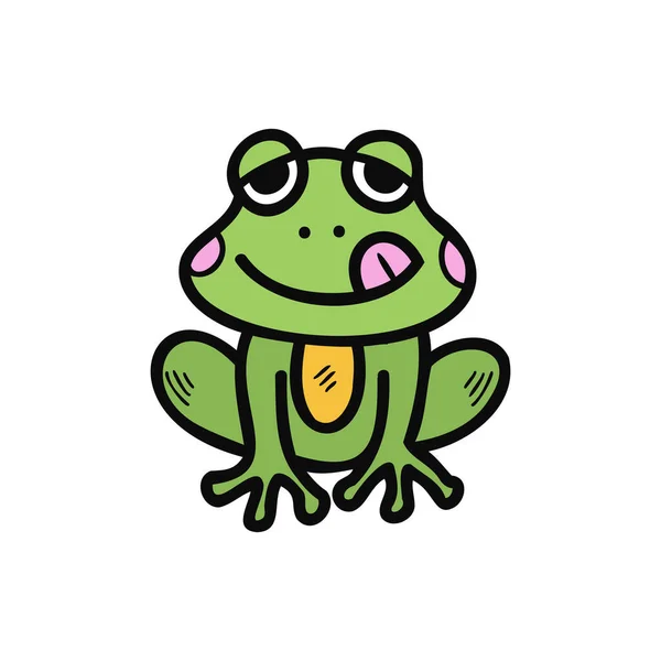 Isolieren Illustration Spielzeug Grünen Frosch Puppe — Stockvektor