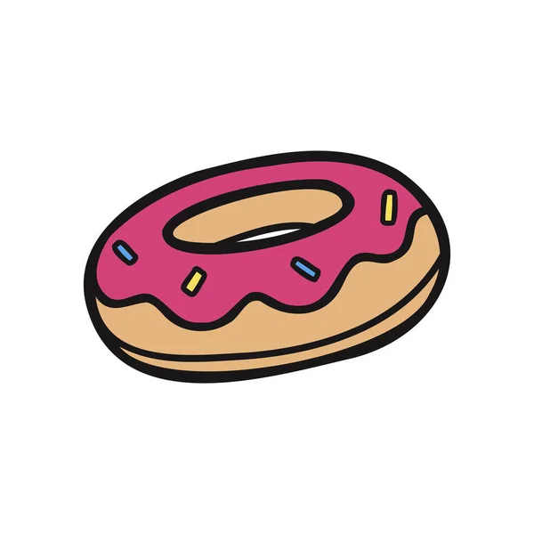 Isolieren Bäckerei Erdbeer Donut Vektor — Stockvektor