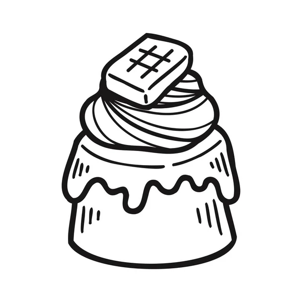 Isolat Svart Och Vitt Bageri Choklad Pudding — Stock vektor