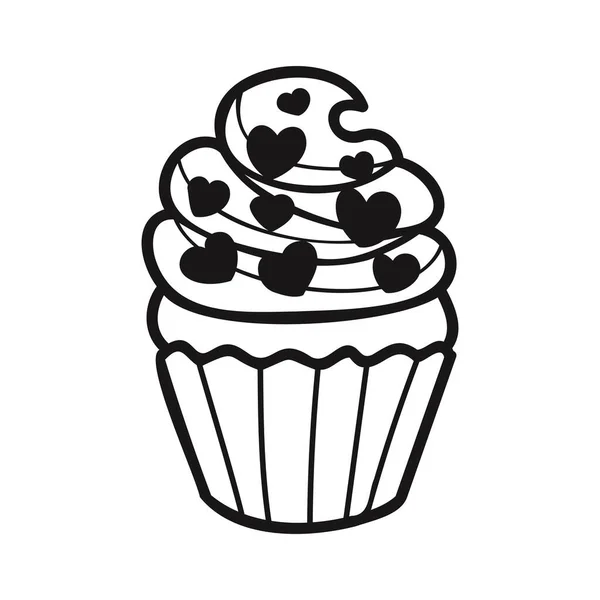 Aislar Cupcak Panadería Blanco Negro — Archivo Imágenes Vectoriales