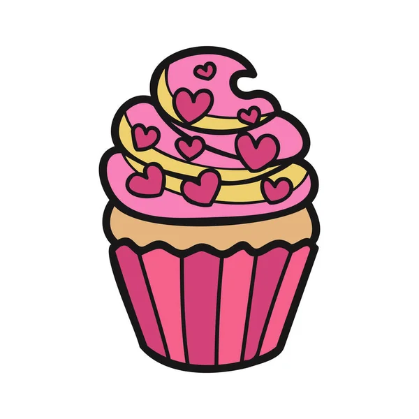 Isolate Bakery Strawberry Cupcak — Stock Vector
