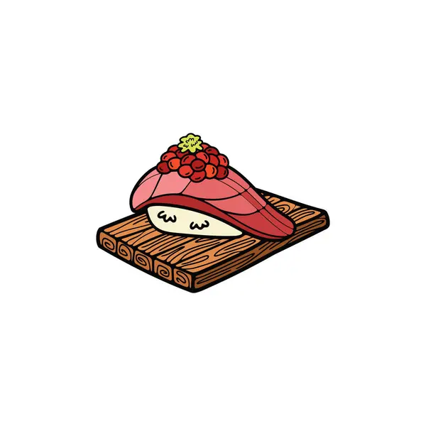 Isolate Sashimi Sushi Japanese Food Flat Style Illustration — Stock Vector
