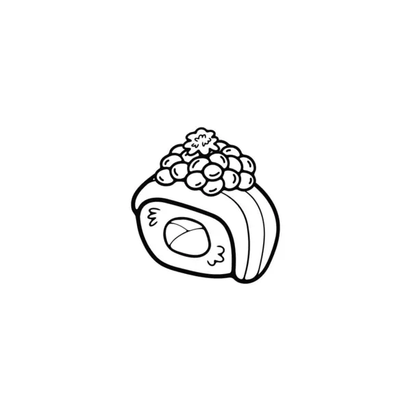 黑白相间的生鱼片寿司日本食物扁平图例 — 图库矢量图片