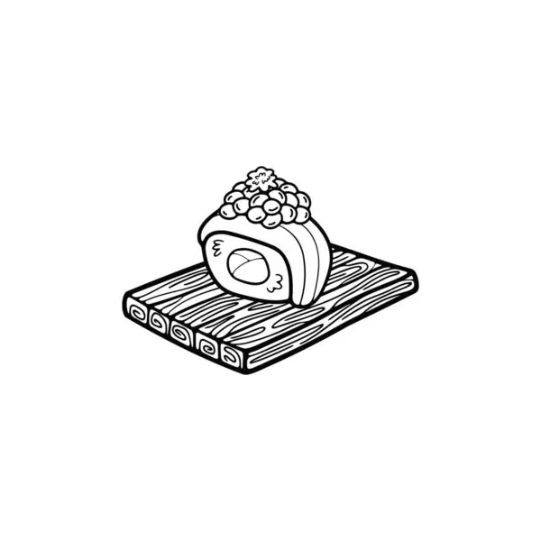 Черно Белый Изолировать Сашими Суши Японские Продукты Питания Плоский Стиль — стоковый вектор