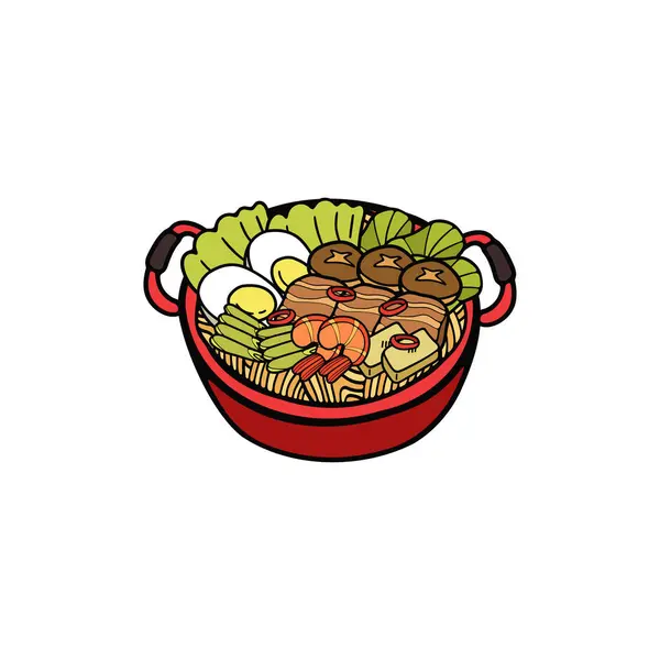 Isolieren Suki Yaki Japanisches Essen Flachen Stil Illustration Stockillustration