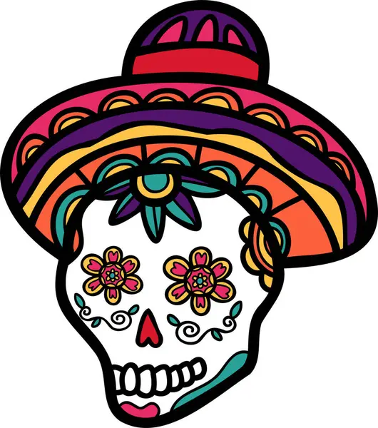 カラベラ メキシコの頭蓋骨の手をバックグラウンドで描いたイラストを分離します ロイヤリティフリーのストックイラスト