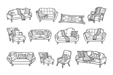 Arka planda siyah beyaz kanepe