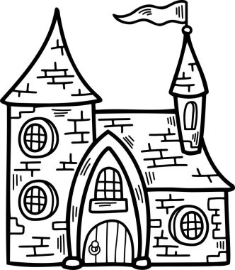 Arkadaki vampir şatosunun siyah ve beyaz resimlerini ayır