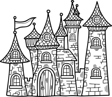 Arkadaki vampir şatosunun siyah ve beyaz resimlerini ayır