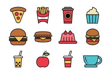 Arka planda fast food düz simgesi