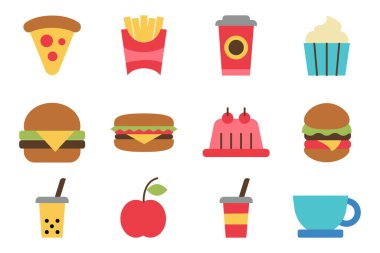 Arka planda fast food düz simgesi