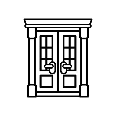 Siyah-beyaz ön kapı düz simgesini ayır