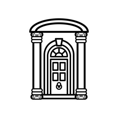 Siyah-beyaz ön kapı düz simgesini ayır