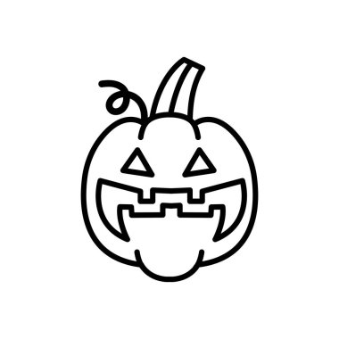 Siyah ve beyaz Cadılar Bayramı balkabağı düz simgesini ayır