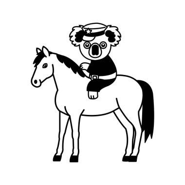 Polis üniformalı Koala 'nın siyah-beyaz resimlerini izole et. 