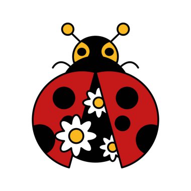 Kanatlarından çiçekler çıkan uğur böceğinin resimlerini ayır