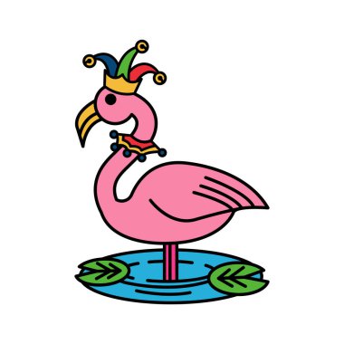 Flamingo ve palyaço şapkasının resimlerini ayır