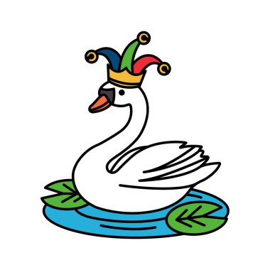 Swan 'ın palyaço şapkası taktığı resmi ayır.