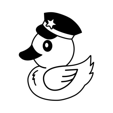 Duck 'ın polis şapkası taktığı siyah beyaz çizimleri ayır. 