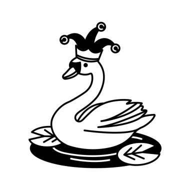 Swan 'ın palyaço şapkası taktığı siyah beyaz çizimleri ayır.