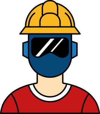 Kaynakçının düz simge vektörü koruyucu bir maske takıyor 