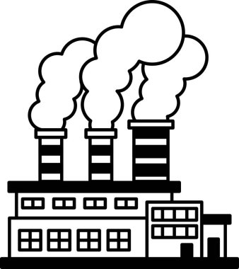 sanayi bitkisinin siyah beyaz düz ikon vektörü