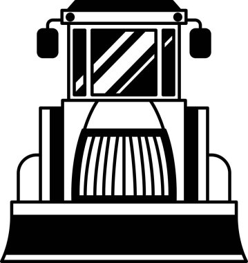 buldozerin siyah ve beyaz düz simge vektörü