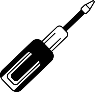 Screwdriver 'ın siyah ve beyaz düz simge vektörü