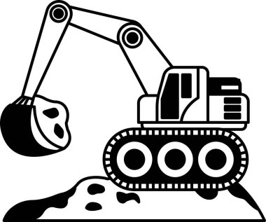 vincin siyah ve beyaz düz simge vektörü bir yığın kir kaldırıyor