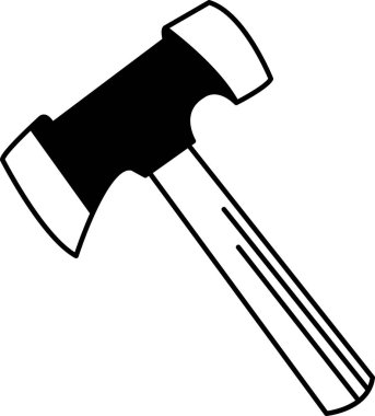 Hammer 'ın siyah beyaz düz simge vektörü 