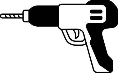 Drill 'in siyah beyaz düz simge vektörü