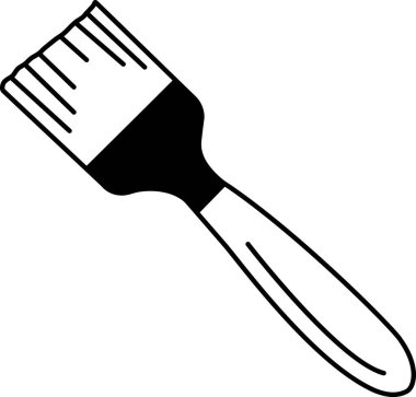 fırçanın siyah ve beyaz düz simge vektörü