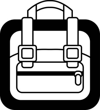 sırt çantasının siyah ve beyaz düz simgesi