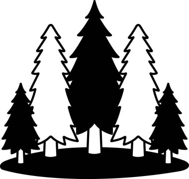 Çam ormanının siyah beyaz simgesi