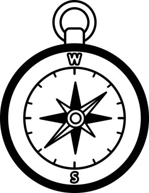 bir pusulanın siyah beyaz simgesi