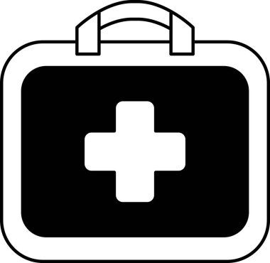 Tıbbi malzeme kutusunun siyah beyaz simgesi