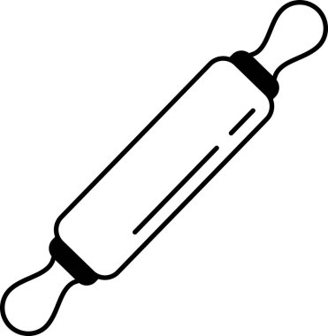 Tahta bir oklavanın siyah beyaz simgesi