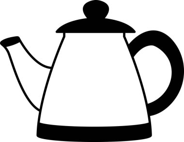 Sarı çay demliğinin siyah beyaz simgesi